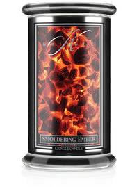 Kringle Candle Smoldering Ember candle with fiery design on a white background
