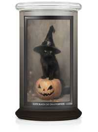 Cute Black Cat on a Pumpkin Large 2-Wick - Kringle Candle Company