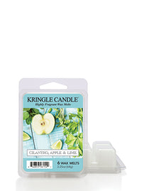Kringle Candle wax melt package with apple and lime design on a white background