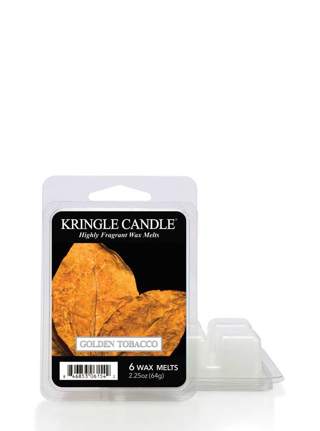 Kringle Candle Golden Tobacco wax melt packaging on a white background
