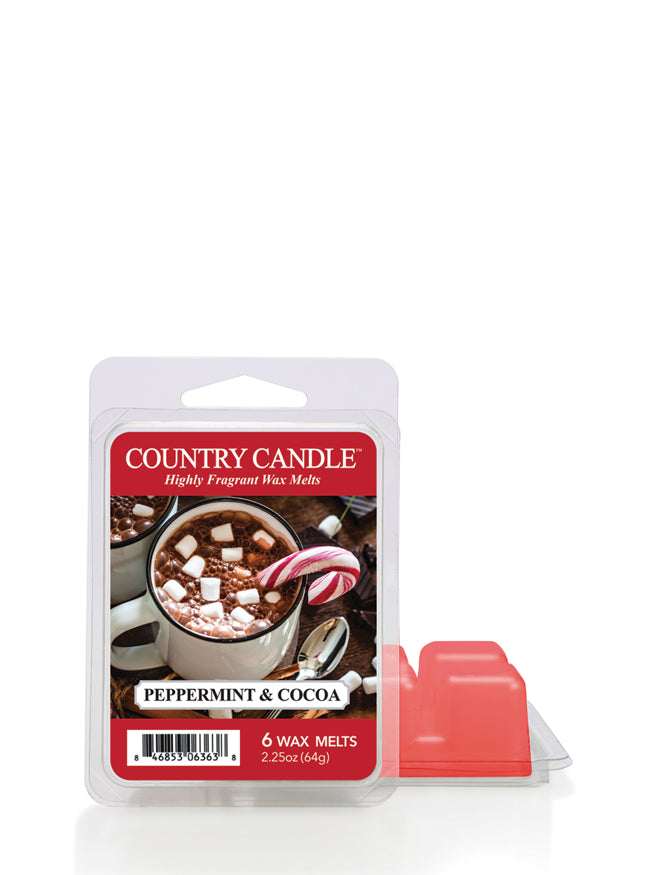 Peppermint & Cocoa 6-piece Wax Melt Country Candle