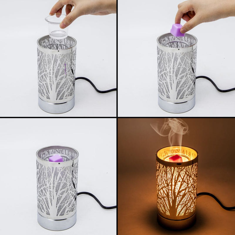 7" Touch Lamp Wax Warmer-Black Morning Trees